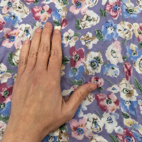 Vintage Floral Dress Lace Trim Shoulder Pads Pockets Lavender Blondie and Me 90s - Picture 8 of 10